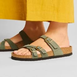 Birkenstock Women's Franca Nubuck Sandal - Thyme - Regular/Wide -Women Shoes Shop 1025725 f closeup f
