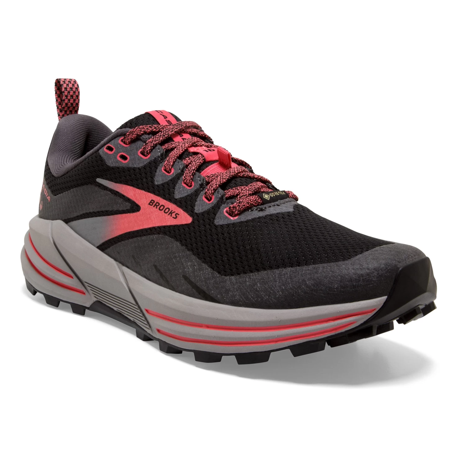 BROOKS Women's Cascadia 16 GoreTEX Trail Running Shoe - Black/Blackened Pearl/Coral - Regular (B) 5 BROOKS Women's Cascadia 16 GoreTEX Trail Running Shoe - Black/Blackened Pearl/Coral - Regular (B) - Image 3