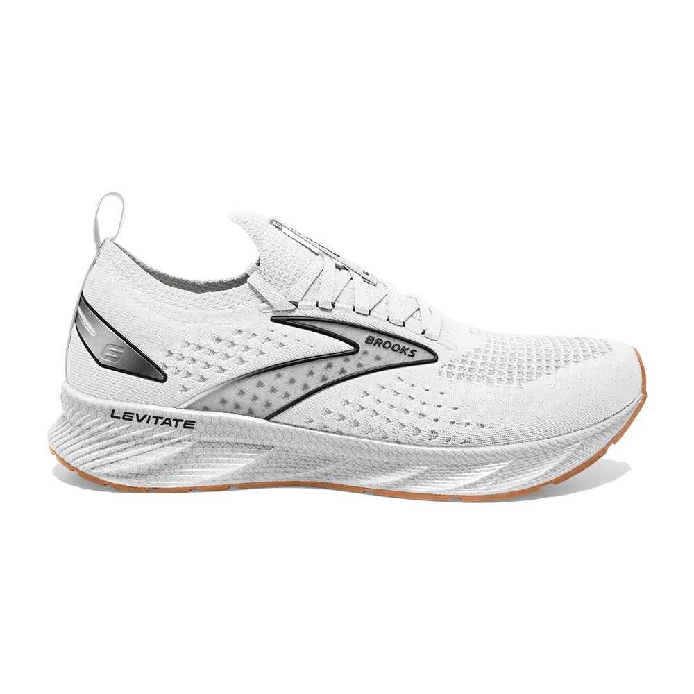 BROOKS Women's Levitate StealthFit 6 Running Shoe- White/Bran- Regular (B) 3 BROOKS Women's Levitate StealthFit 6 Running Shoe- White/Bran- Regular (B)