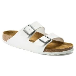 Birkenstock Women's Arizona Birko Flor Sandal- White- Medium/Narrow