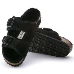Birkenstock Arizona Shearling Sandal - Black - Regular/Wide -Women Shoes Shop 752663 sole