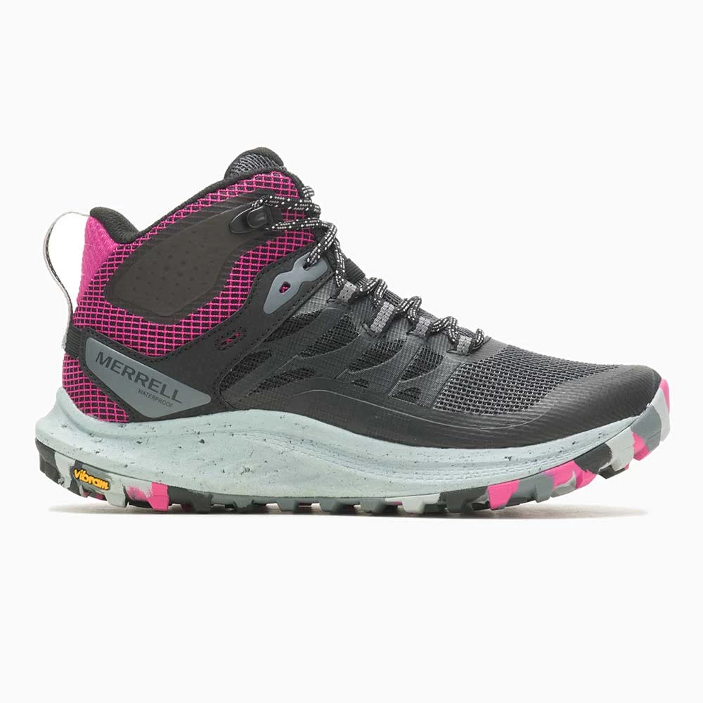 Merrell Women's Antora 3 Mid Waterproof Boot - Black/Fuchsia - Regular (B) 3 Merrell Women's Antora 3 Mid Waterproof Boot - Black/Fuchsia - Regular (B)