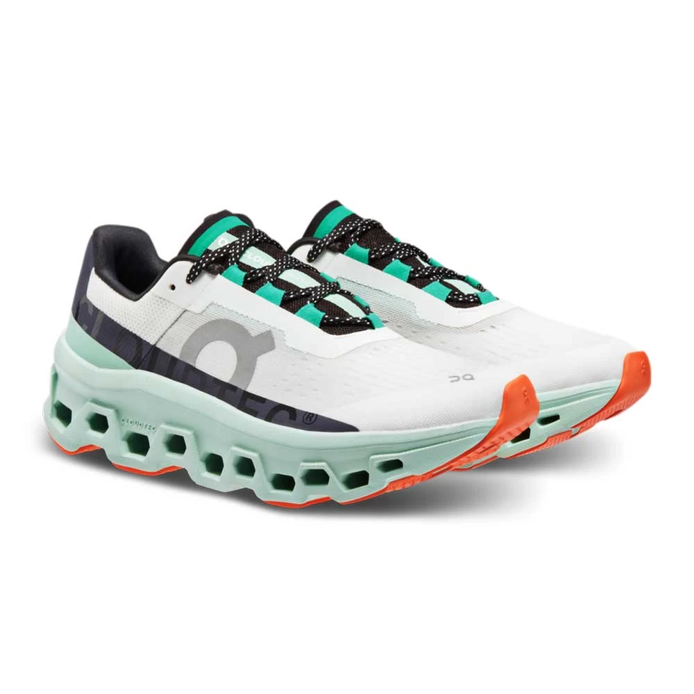 On Running Women's Cloudmonster Running Shoe - Undyed-White/Creek - Regular (B) 4 On Running Women's Cloudmonster Running Shoe - Undyed-White/Creek - Regular (B) - Image 2